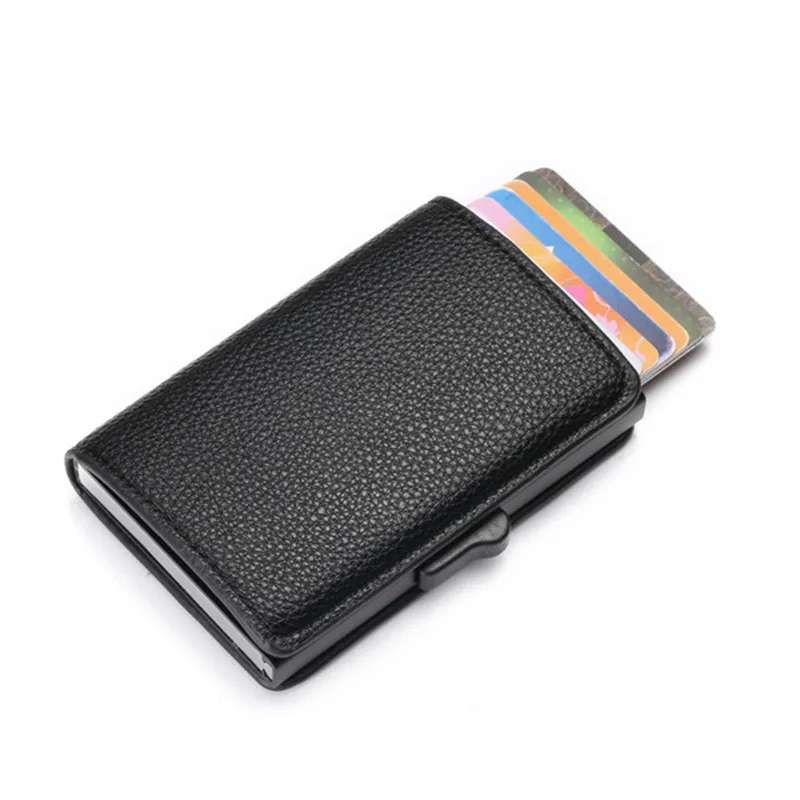 Magic Fish High-grade Alumina Card Holder Solid Color Automatic Pop-up RFID Anti-theft Bank Card Box Mini Business Card Case