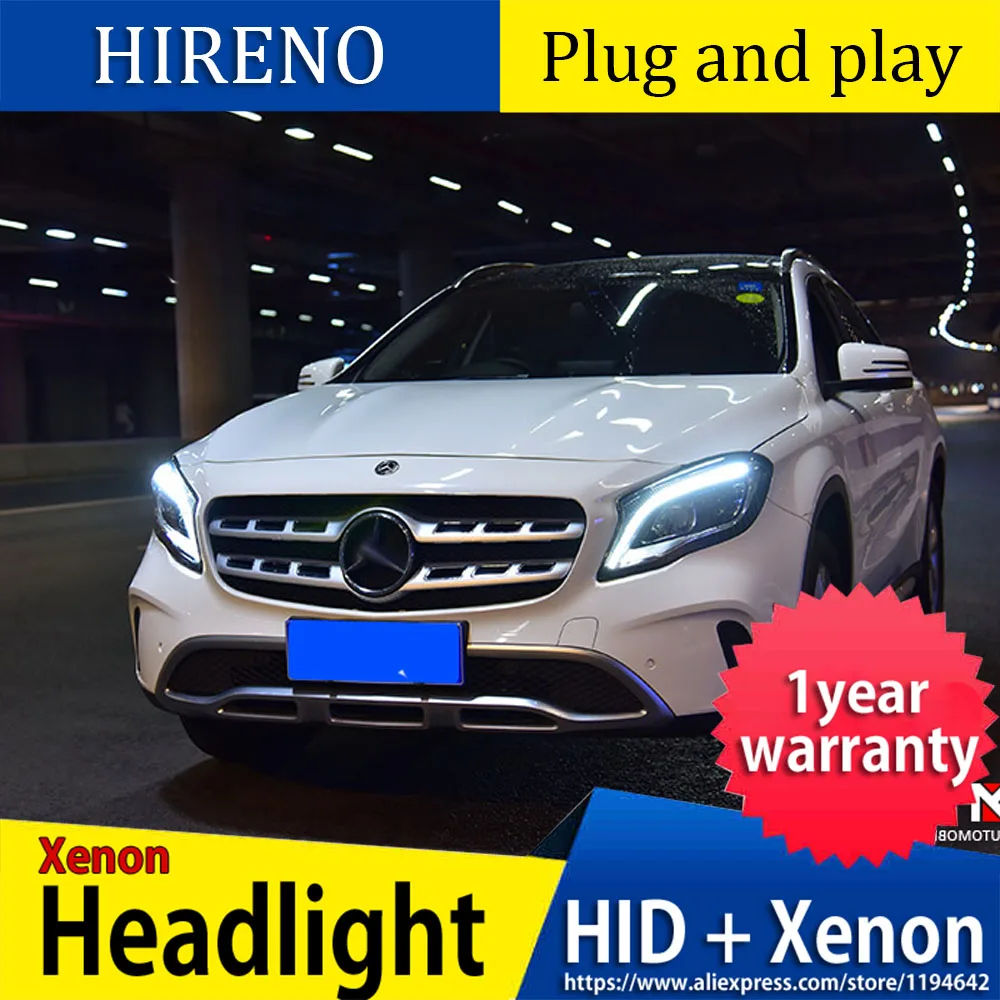 Автомобильный стильный головной светильник для Benz GLA 200 220 260 головной светильник s весь светодиодный головной светильник дневной ходовой светильник DRL Bi-светодиодный объектив