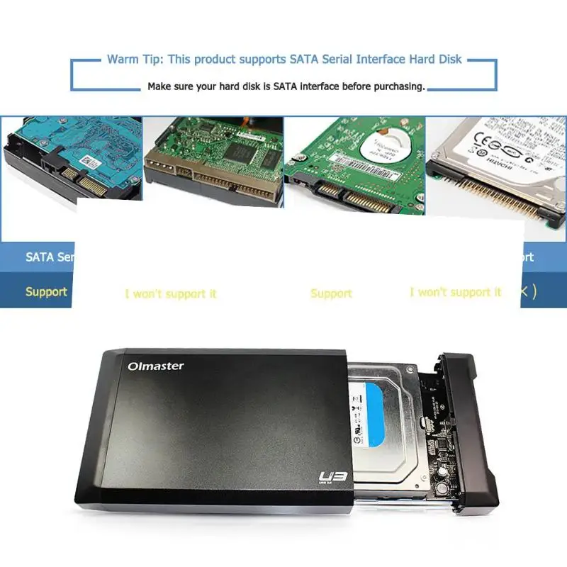 OImaster EB-330U3 3,5 дюймов HDD коробка USB3.0 для SATA высокая скорость внешней памяти SDD жесткий диск чехол для компьютера ноутбука ПК