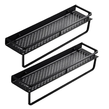 

Shower Shelf 2-Pack,with Adhesive Wall Mounted Storage Organizer with Towel Bar,Racks Strong for Bathroom Kitchen