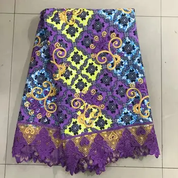 

hot selling African wax lace fabric 100% cotton for dress High quality Nigeria embroidery guipure lace Ankara wax fabrics!AE-72