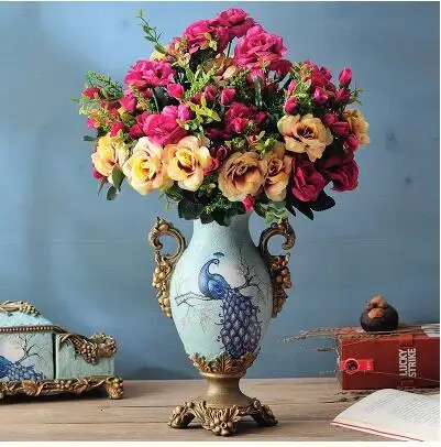 style--11 Классический Европейский стиль ручной работы Смола ваза цифровая гостиная керамическое настольное украшение ваза современное домашнее свадебное украшение - Цвет: style--11