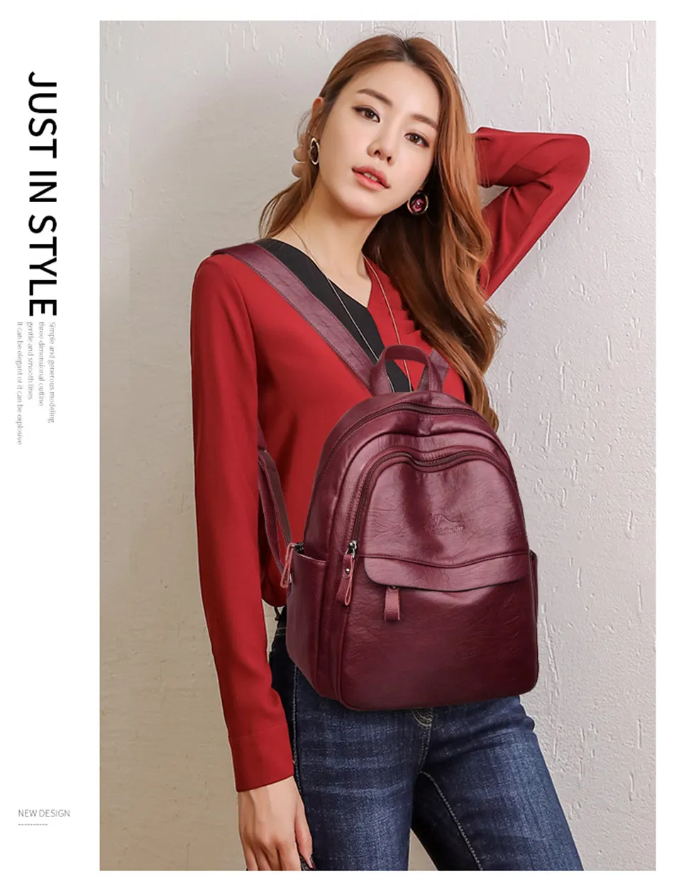 Женский кожаный рюкзак женский рюкзак для путешествий mochila feminina sac a dos femme школьные рюкзаки для подростков девочек опрятная сумка на плечо