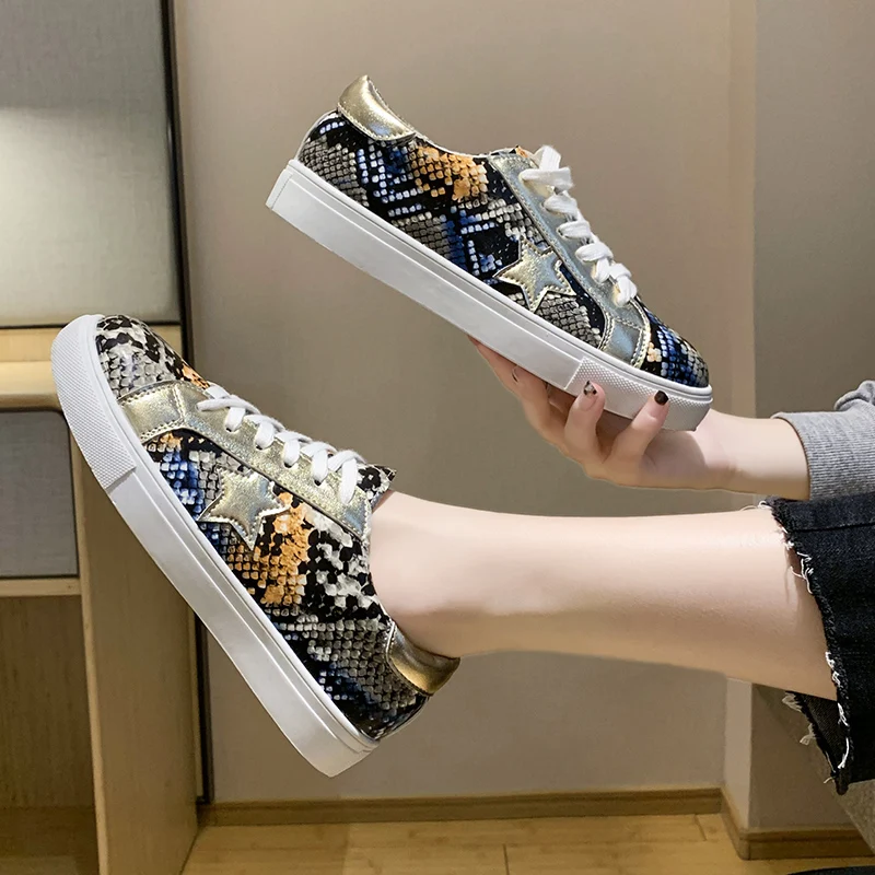 Women Sneakers Colorblock Fish Scale Abrasion-resistant Flats Fashion Casual Skate Walking Shoes | Спорт и развлечения