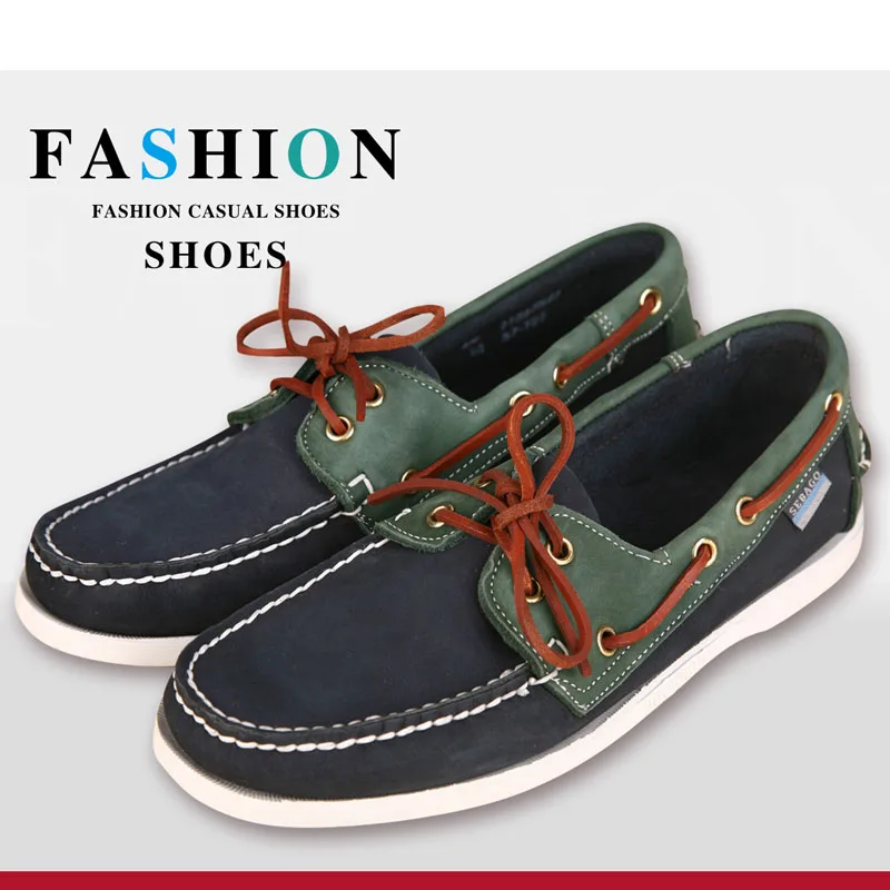 Mens Casual Genuine Leather Docksides Deck Lace Up Moccain Boat Loafers Shoes Driving Fashion Unisex Plus Size Wine red