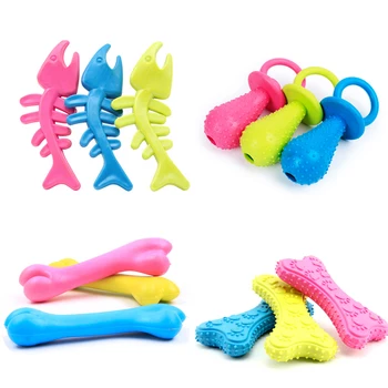 

4 Styles Cute Pet Toys for Small Dogs Rubber Bones Bite Resistant Puppy Toy Teeth Cleaning Chew Training Interactive Dog Toys