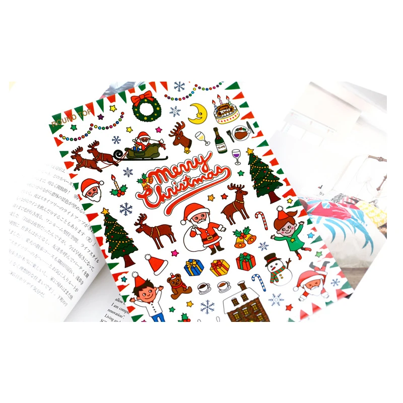 Merry Christmas Santa Claus Deer Decorative Round Self-Adhesive Sealing Stickers Gift Stationery Sticker