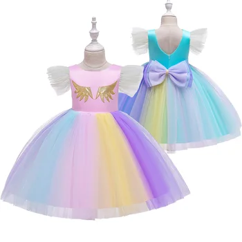 

Halloween Sweet Candy Fairy Dress Girls Birthday tulle Costume Rainbow Bow Tutu Dress For Holidays Carnival 6 8 10 12 Years