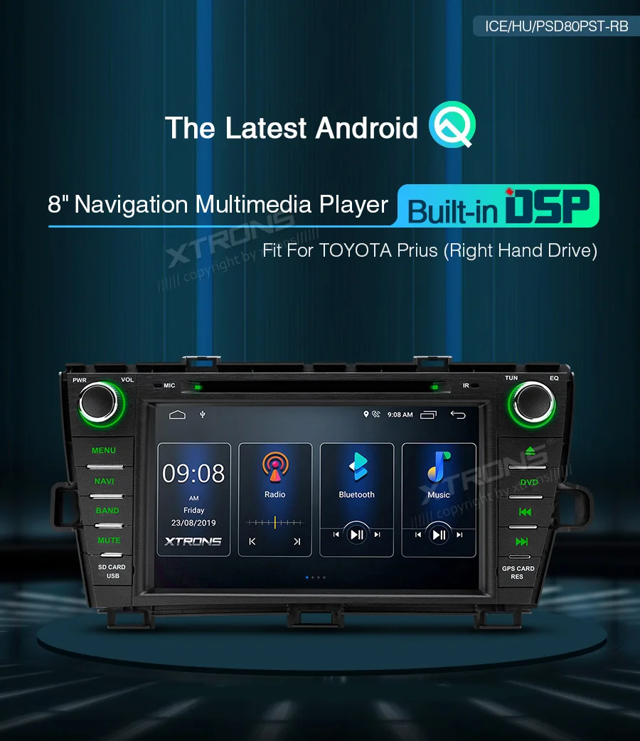 " Android 10,0 Q OS автомобильный DVD Мультимедиа gps радио для Toyota Prius 2009-2013(правый руль) с полной поддержкой выхода RCA