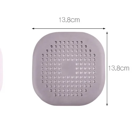 Soft Square Kitchen Sink Drain Strainer Hair Catchers Shower Bathtub Floor Filter Bathroom Deodorant Plug Water Stopper Rubber - Цвет: Gray