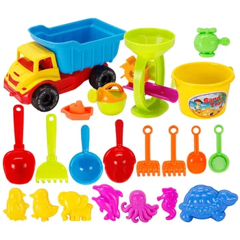 

21 Pcs Kids Beach Sand Game Toys Set Including Shell Dolphin Shovels Rakes Truck Hourglass Kids Beach Pretend Role Play Toy Kits