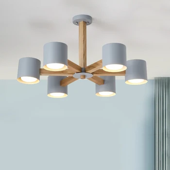 

Modern LED Chandelier Dining Room Solid Wood Light Fixtures Living Room Bedroom Chandeliers Lighting Luster LOFT Hanging Lamp