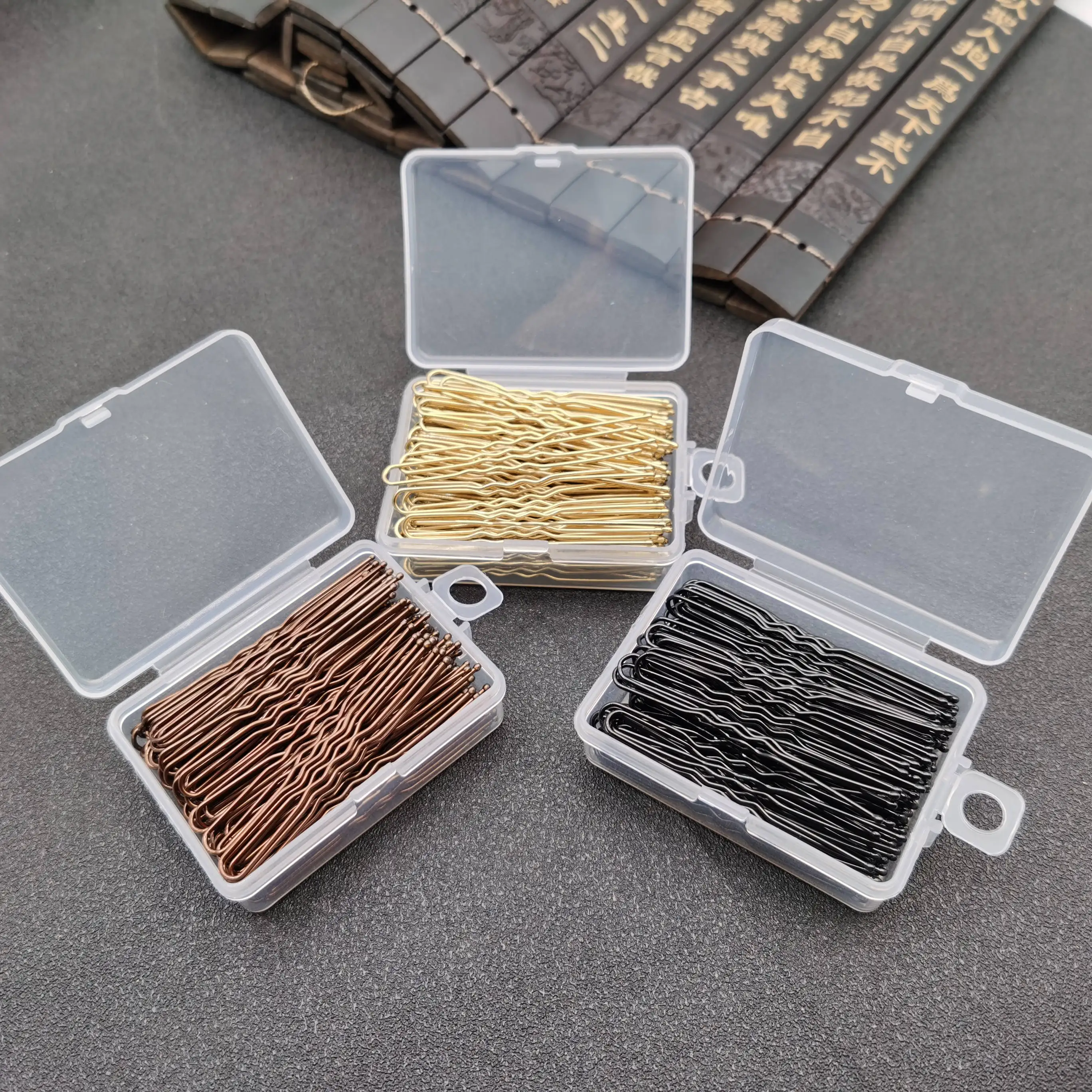 50/100PCS Women 6CM Hair waved U-shaped Bobby pin Barrette Salon Grip clip Hairpins Black Metal Hair accessories For Bun Gift