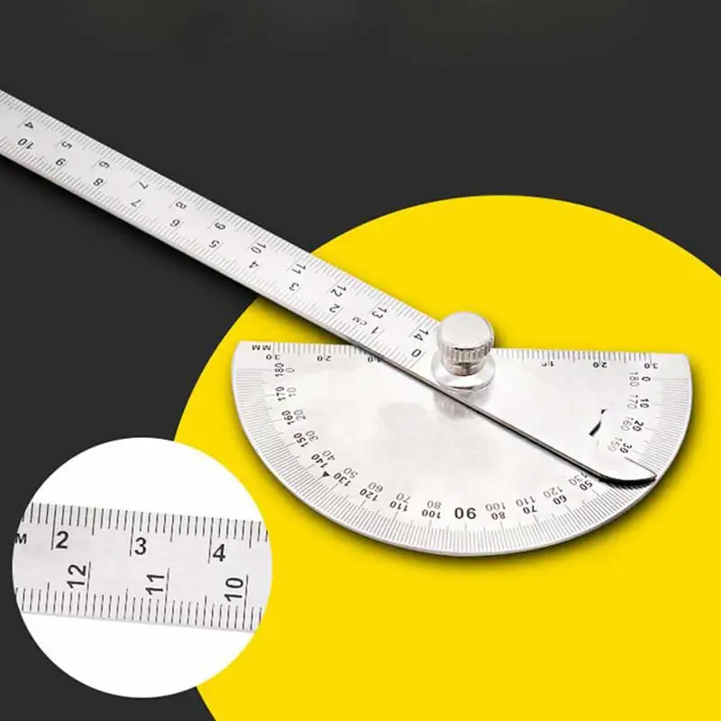 

Multifunctional stainless steel adjustable protractor round head angle ruler mathematical measuring tool