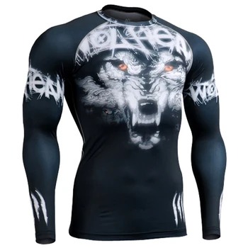 

Skull Printed Cycling Tshirts Men Compression Top Fitness T-shirts 2020 Novelty Slim Spring Tight Tee