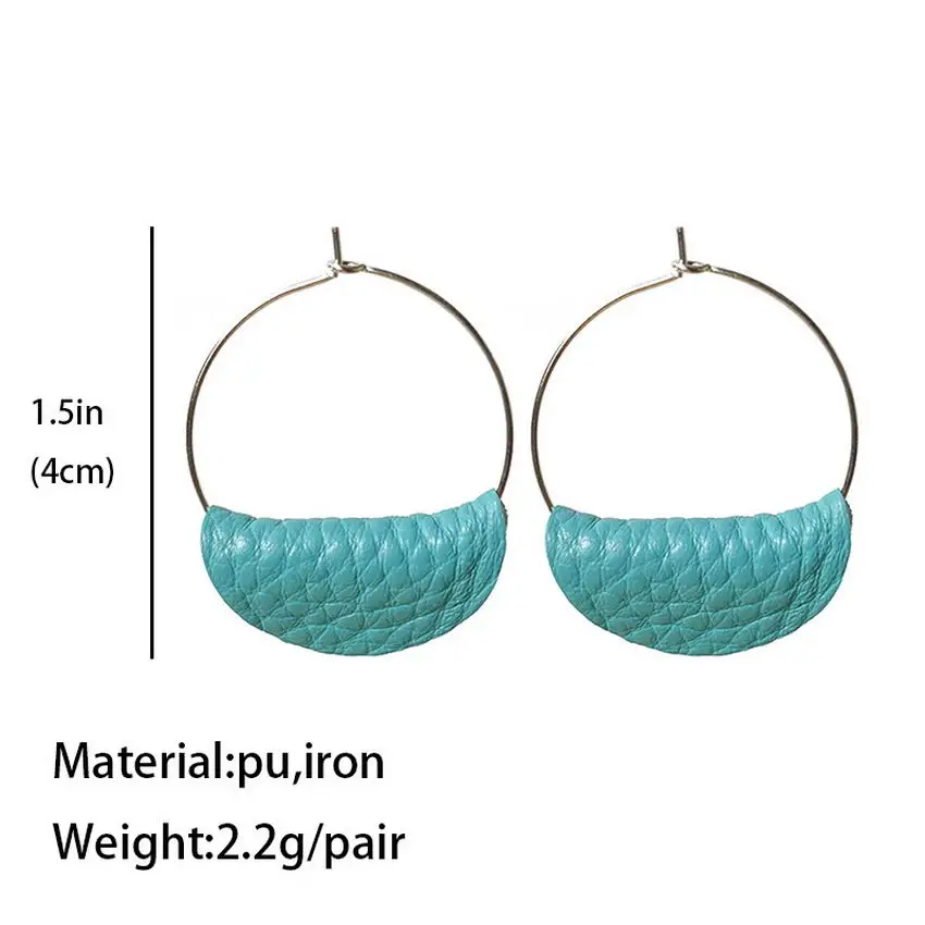 Genuine Leather Fold Semicircle Hoop Earrings for Women Original Simple Geometric Jewelry Wholesale