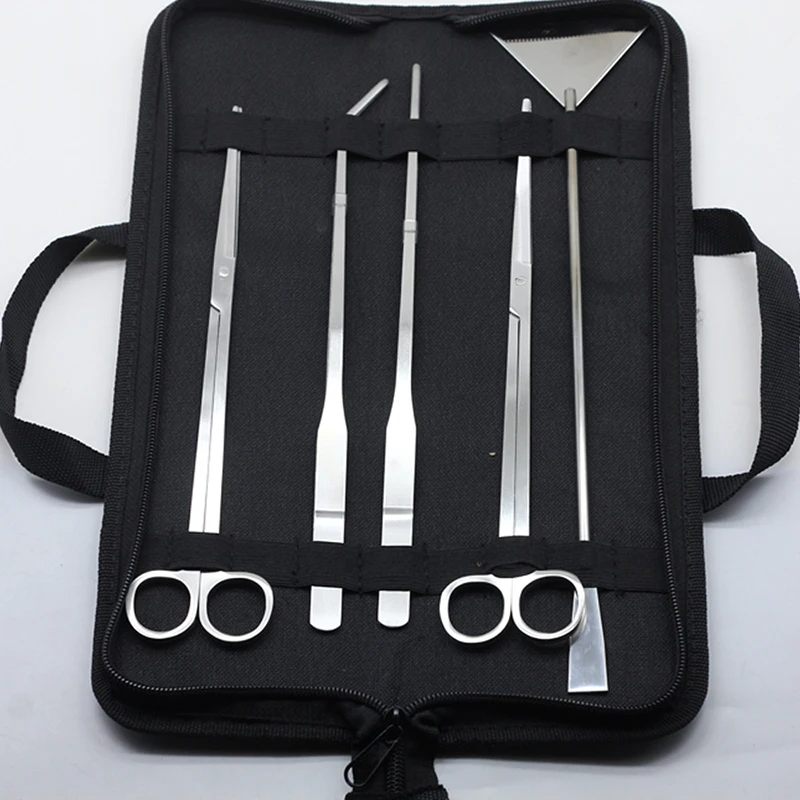 Online 5 unids set Kit de herramientas de mantenimiento de acuario pinzas tijeras para plantas vivos hierba accesorio para acuario suministros para mascotas acuáticas, peces