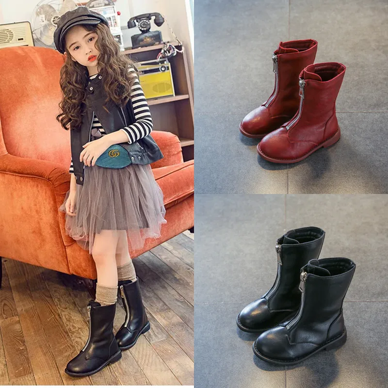 

CHILDREN'S Shoes Autumn And Winter 2019 New Style Martin Boots Children Boots Princess Cotton Boots Korean-style Long Leather