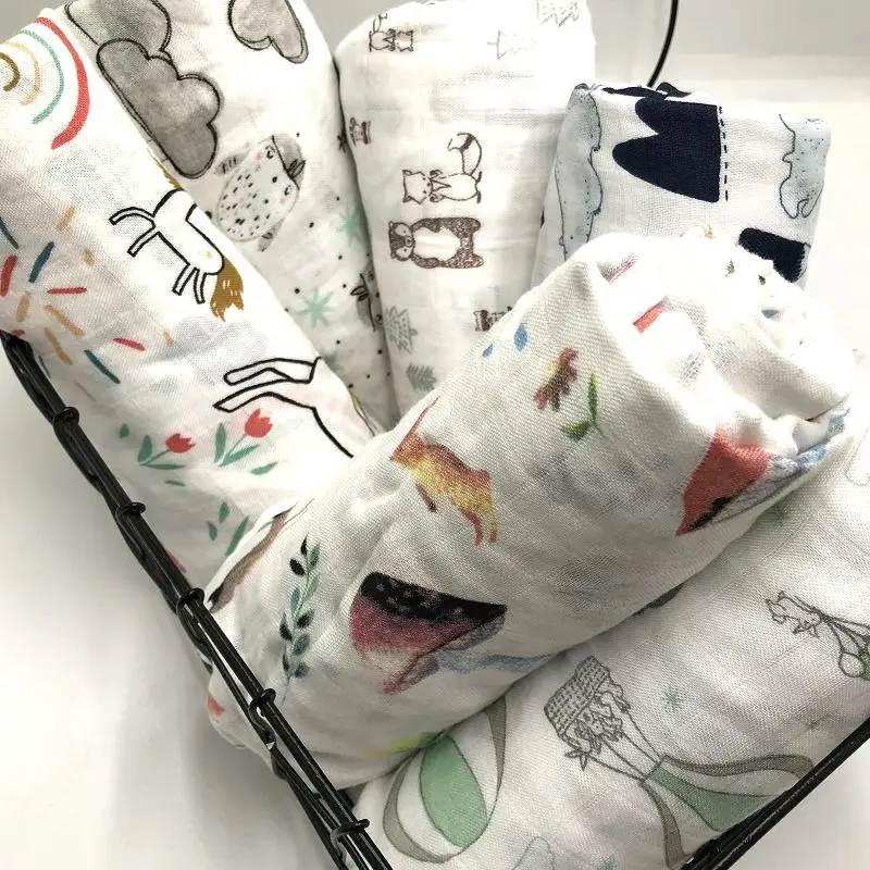 Newborn Blankets Swaddles Stroller-Cover Play-Mat Muslin Baby 100%Bamboo-Fiber Bath-Gauze