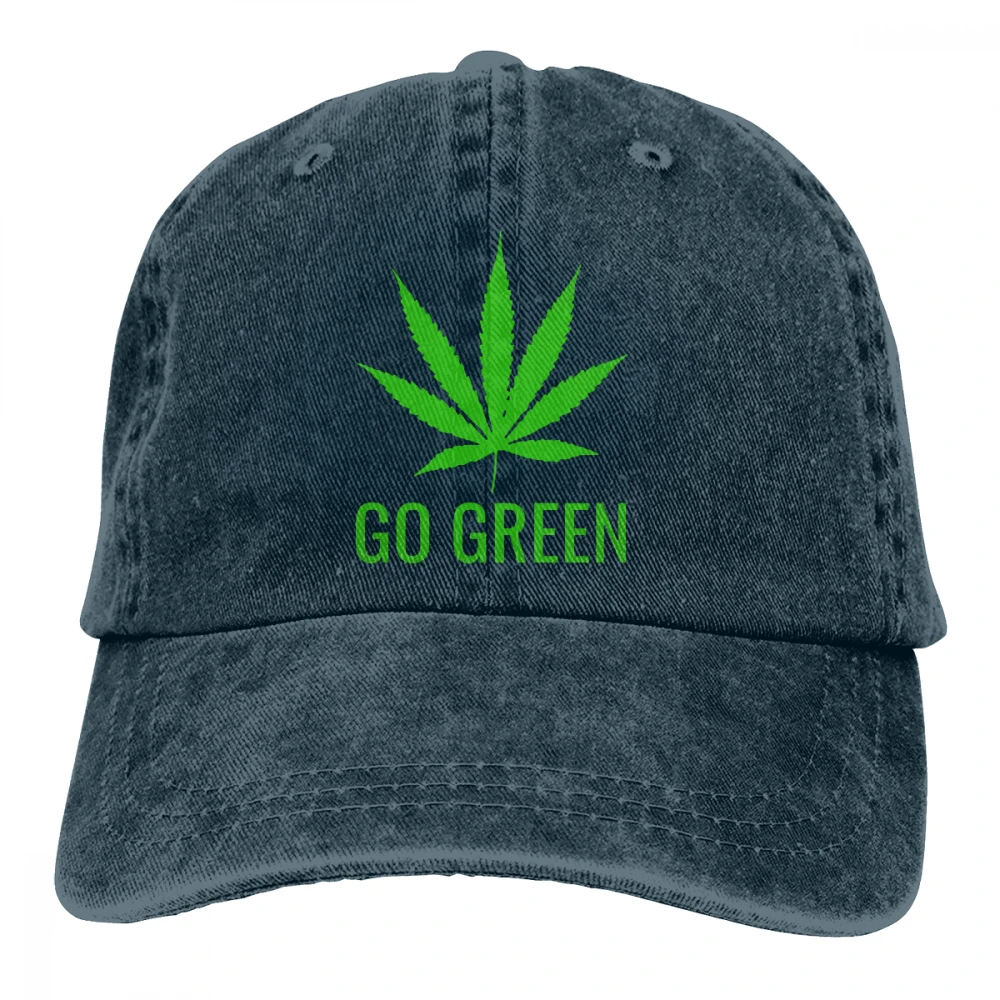 Go Green лист сорняков Casquette черный унисекс Мужские Женские джинсовые бейсболка с ремешком кепки Регулируемый Гольф папа шляпа