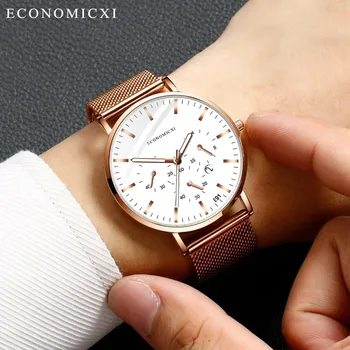 

Fashion Simple Stainless Steel With Luminous Small Dial Men's watch Wrist Party decoration suit Dress Watch gifts male man boyfr
