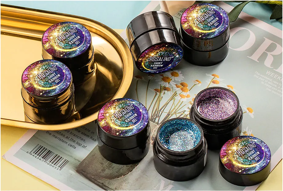 Description Picture 6 of itemROSALIND Glitter Enamel Gel Polish Shiny Hybrid Varnishes Strobe  For Painting Nails Art Design Diamond Rainbow Base Top 5ml