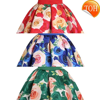 

Kids Flower Stripe Dresses for Girls Christmas Children Clothing Dress Princess Brithday Wedding Party Baby Girl Dress With Bow