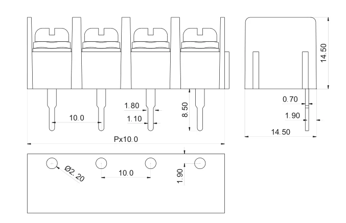 KF1000 10,0 2P 3P 4P PCB разъем барьер клеммный блок 10,0 мм 2PIN 3PIN 4PIN 25A/300V Феникс контакт DEGSON