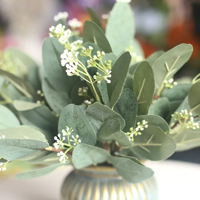 Artificial Eucalyptus Leaves Simulation Stems Eucalipto Branches Plants Diy Floral Bouquets Wedding Holiday Home Greenery Decor