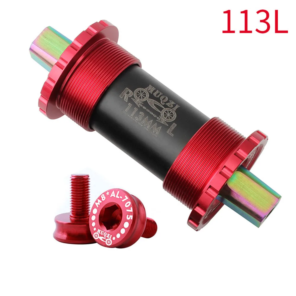 Red 113mm Подшипник центрального моста из титанового сплава с резьбовой зубчатой передачей, фиксированные детали для езды на горном велосипеде - Цвет: Red 113mm