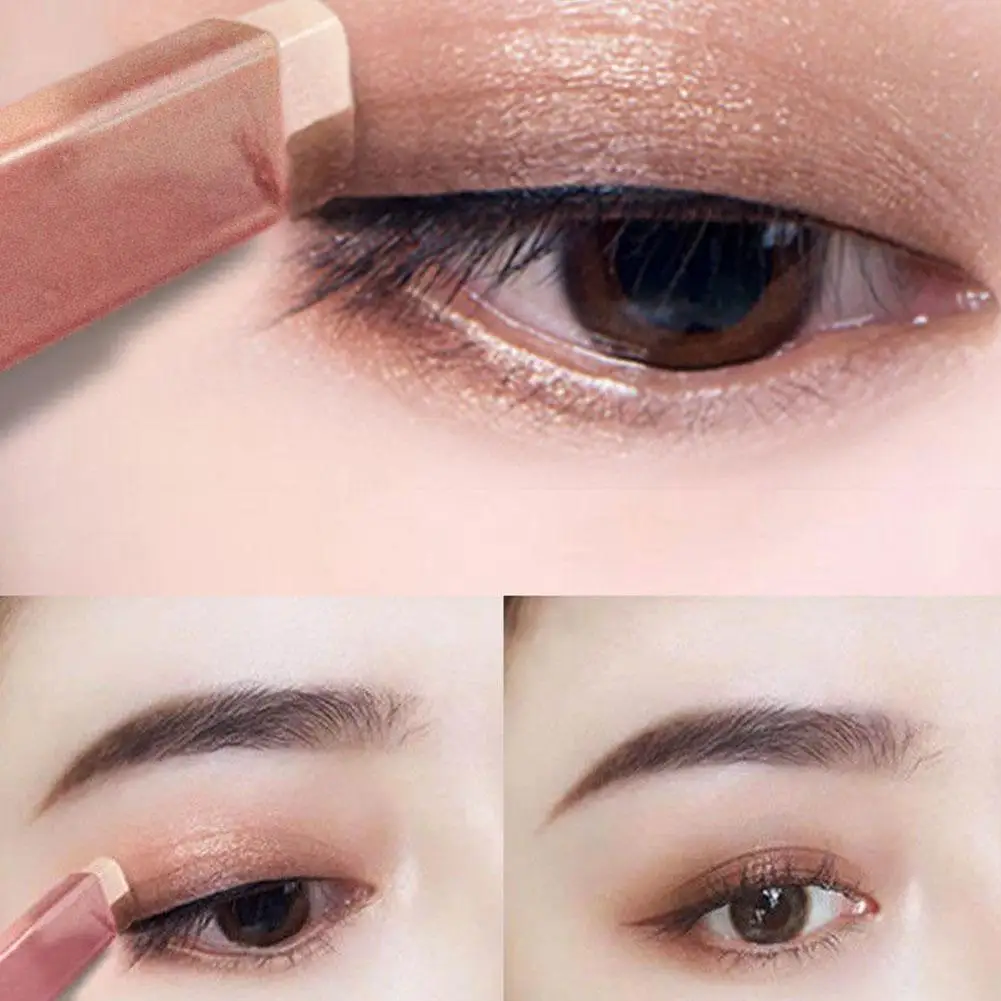 Waterproof Bling Double Color Gradient Velvet Eye Makeup Shadow Stick Mix Glitter Matte Eyeshadow Pallete Pen Dual Color Shadow