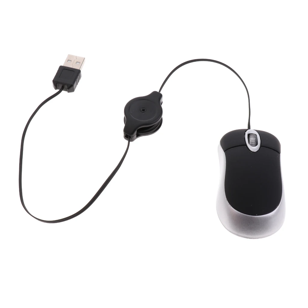 Mini Retractable USB Wired Mouse Mice Retractable Cable Mouse For Laptop Desktop Computer PC Optical Mouse With Mouse Mat