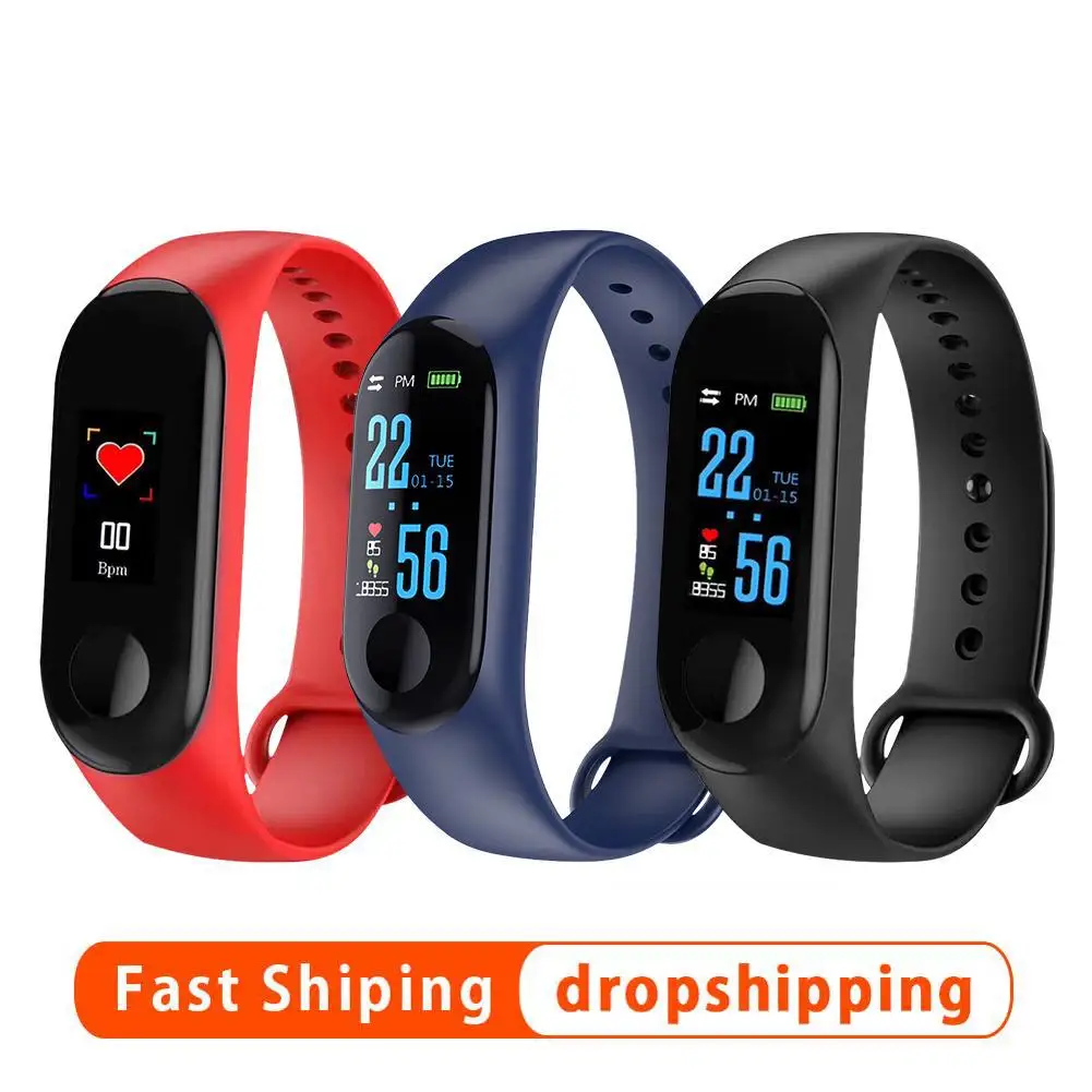

M3 Color Screen Smart Bracelet Fitness Tracker Heart Rate Blood Pressure Monitor Waterproof Sports Wristband for Android iOS