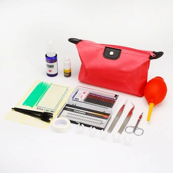 

16PCS/Set False Eyelash Extension Set Professional Practice Exercise Kit Individual Eye Lashes Grafting Kit Bag Makeup Tool