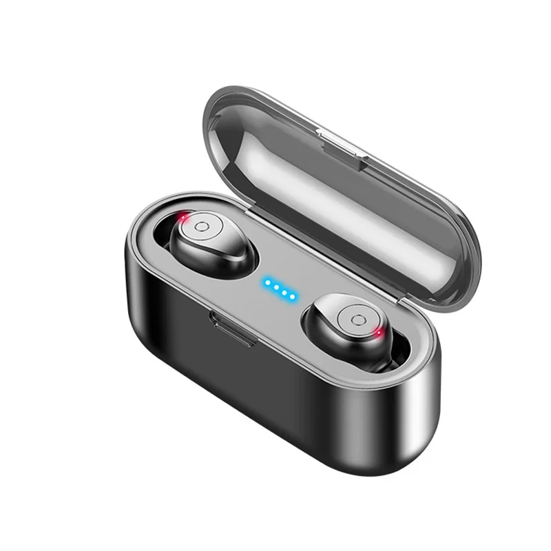 Bluetooth наушники 5,0 TWS мини беспроводная гарнитура 2000 мАч Мощный светодиодный дисплей наушники с зарядной коробкой спортивные игровые наушники - Цвет: Button-Black