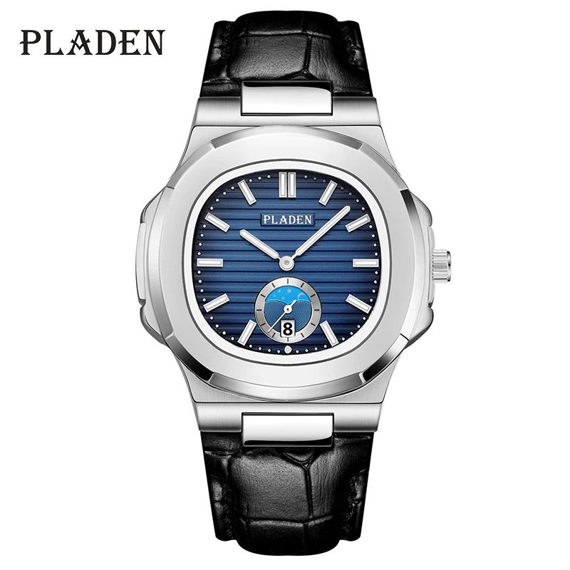 

PLADEN NAUTILUS Watch Fashion High Quality Men Dress Leather Watches Casual Calendar Business Boss Deluxu Clock Top Selling Gift
