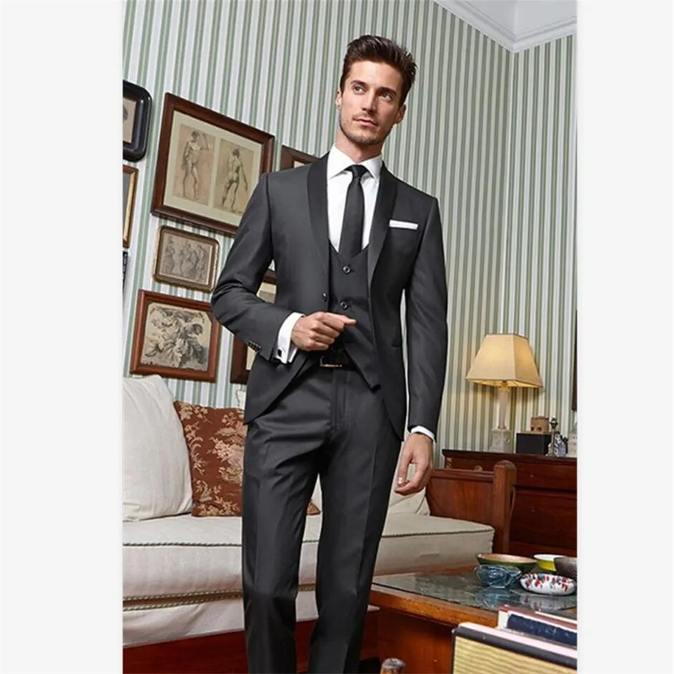 Классический мужской костюм смокинг Noivo Terno Slim Fit Easculino вечерние костюмы для мужчин серый шаль с отворотом смокинг на заказ Жених блейзер