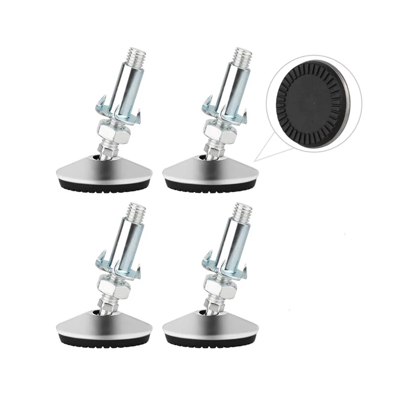 Furniture Feet Levelers 4Pcs/Set 50mm Swivel Adjustable Leveling Feet Furniture Leveler Foot with T Nut Bolt Screw On Cabinet Table Workbench Chair