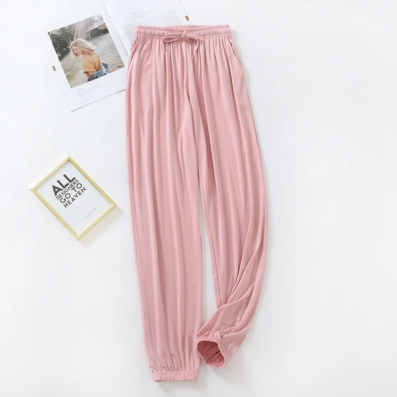 Freshing Summer Modal Women's Sleep Bottoms Spring And Summer Thin Loose Leisure Large Size Solid Color Home Pants