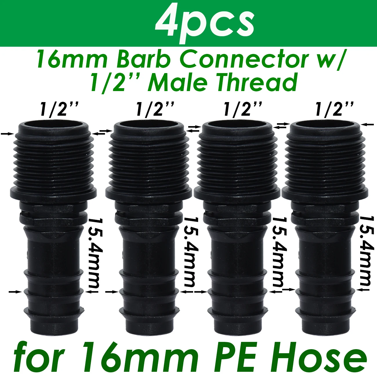 1/2 "3/4" männlich Weiblich Gewinde Stecker Zu Barb 16mm 20mm 25mm PE Schlauch Adapter T ellenbogen Garten Bewässerung Tropf Bewässerung System – Detail 6