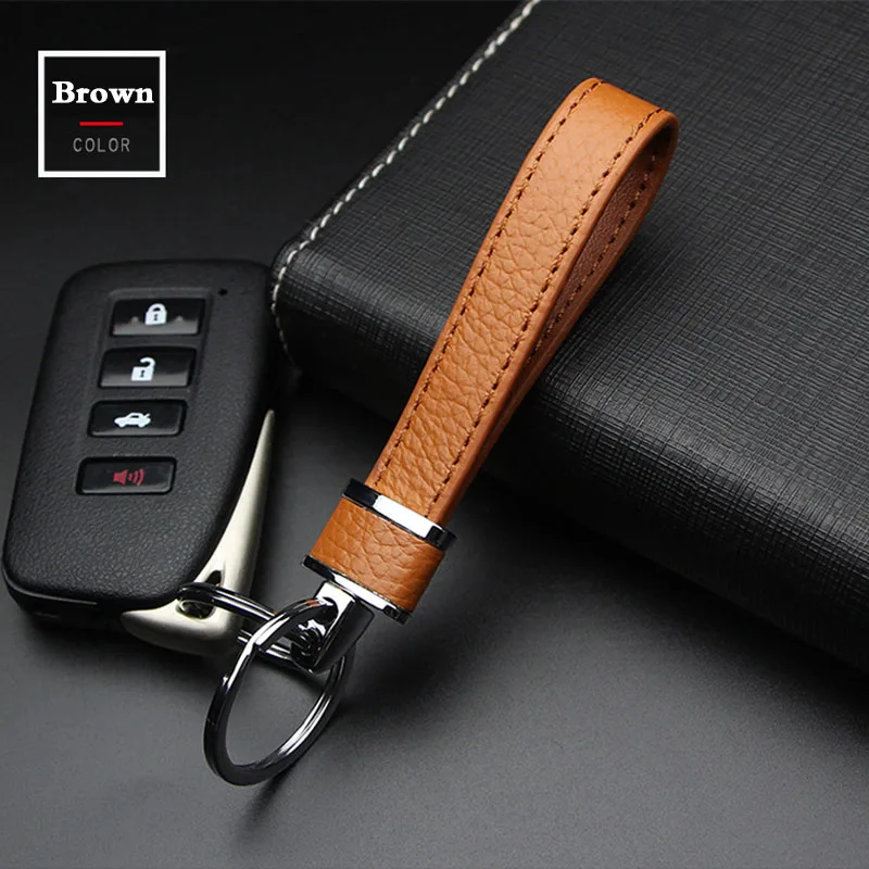 CDCOTN модный креативный металлический Кожаный Автомобильный брелок, автомобильные брелоки, подвеска, автомобильный держатель для ключей, веревка, унисекс, автомобильные аксессуары - Название цвета: Brown
