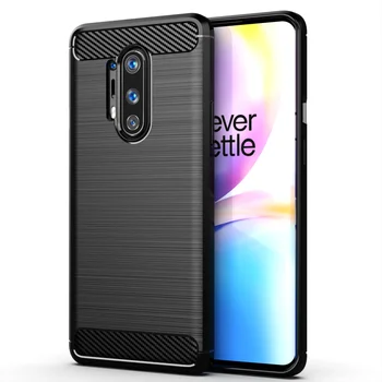 

30pcs/lot Wire Drawing Carbon Fiber Anti-Shock Rugged Rubber TPU Case For OnePlus 8 Pro