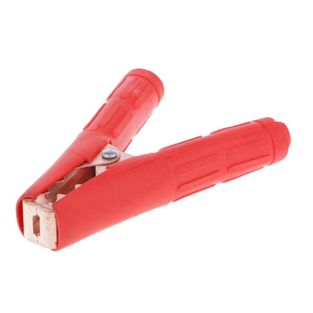 1 Pair Copper Plated Insulated Car Battery Clips Alligator Clamps 1000A Red Black