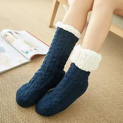 1 пара теплых ультраплюшевых носков тапочки толстые Нескользящие домашние носки до лодыжки TS95
