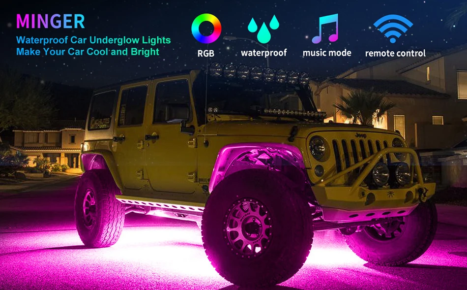 4x декоративная RGB лампа дистанционного управления с неоновым светом Гибкая полоса под комплект яркости автомобиля