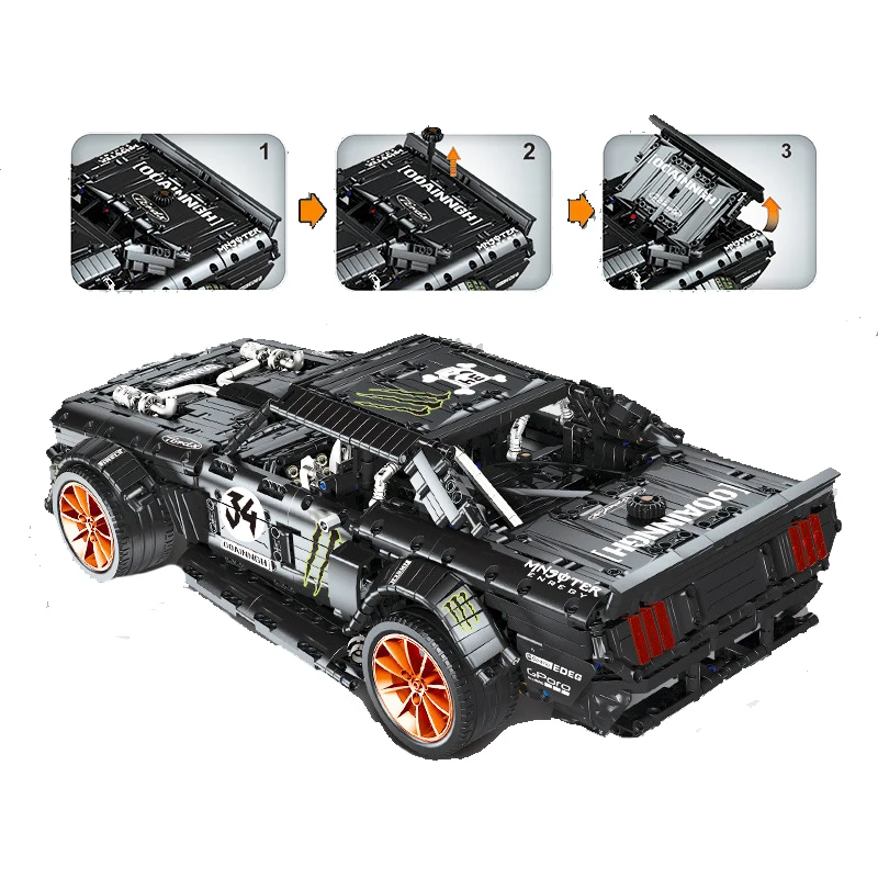 23009 Ford Mustang Hoonicorn RTR V2 гоночный автомобиль с функцией питания led light Technic 20102 MOC-22970 строительные блоки кирпичи дети