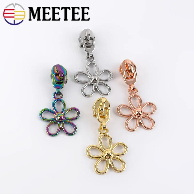 

Meetee 10pcs 5# Nylon Zipper Silder Metal Puller Head for Nylon Zips Jacket Bag Zippers Repair Kits DIY Garment Sew Accessory