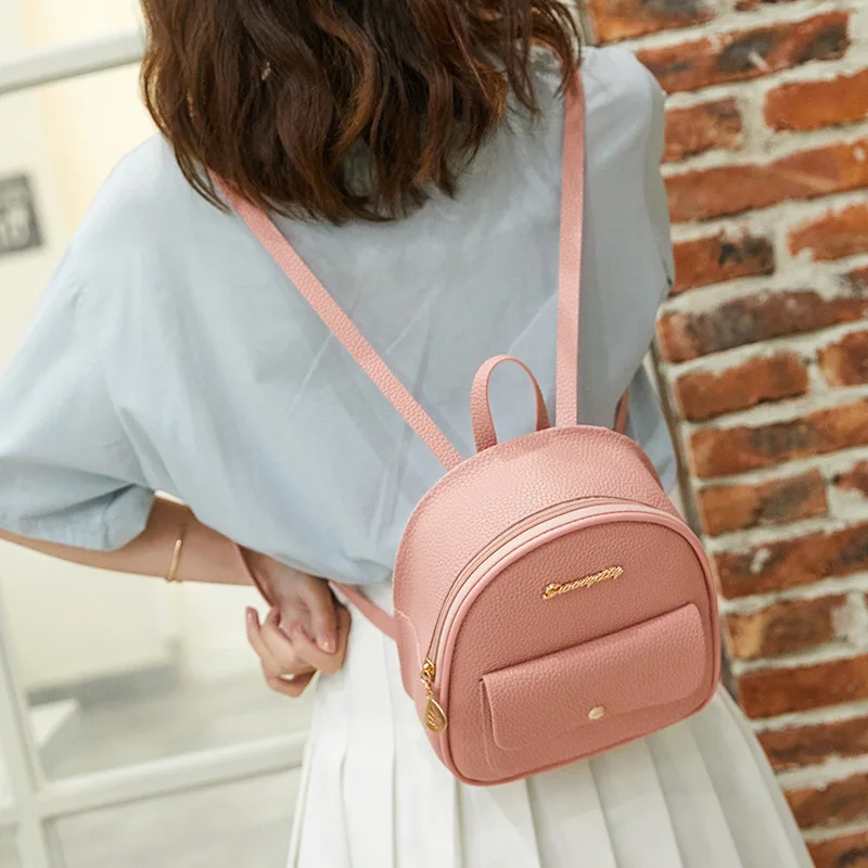  Backpack Women Leather Shoulder Bag for Teenage Girls Kids Multi-Function Small Bagpack Female Ladi - 4000279429746
