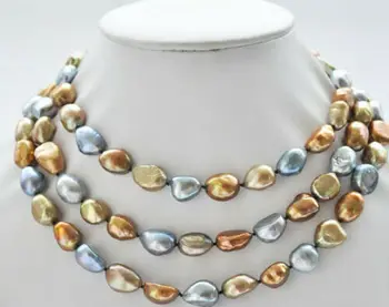 

50" 8-9MM black coffee champagne baroque potato freshwater pearl necklace