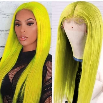 

Straight Lace Front Human Hair Wigs Green Colored Human Hair Wigs For Black Women Inch Pre plucked Lace Front Wig full